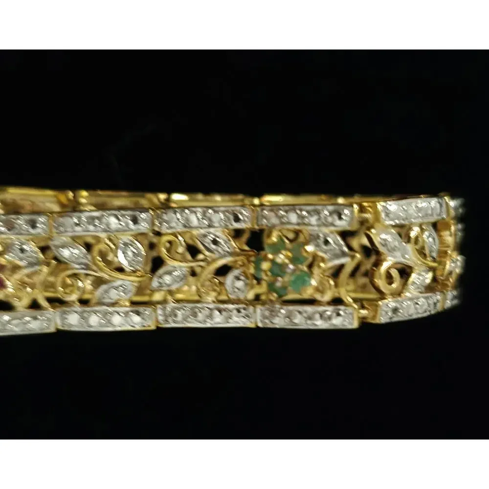 Ross Simons 925 Sterling Silver Gold Vermeil Ruby Emerald Sapphire Bracelet 7.5